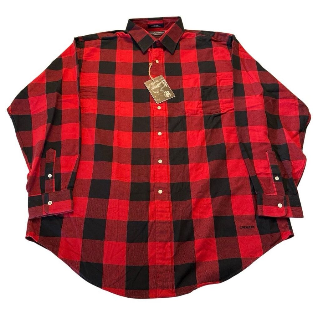Daniel Cremieux Collection | NWT | Buffalo Plaid Shirt | Red Black | Cotton | XL